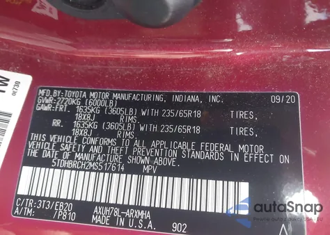 2021 Toyota Highlander Hybrid Xle from USA, damaged, VIN 5TDHBRCH2MS517614
